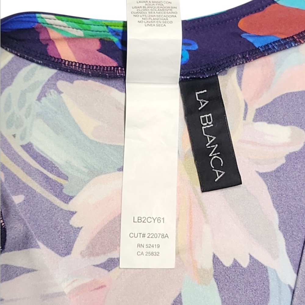La Blanca Paradise Long Sleeve Half Zip Rashguard Floral Beach Wear Top Size L - Picture 10 of 11
